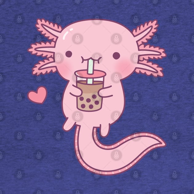 Cute Axolotl Loves Boba Tea by rustydoodle